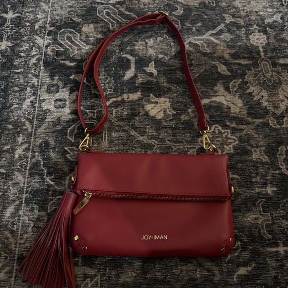 Joy & Iman Handbags - JOY & IMAN Tassel Chic Leather Crossbody with RFID, Raspberry